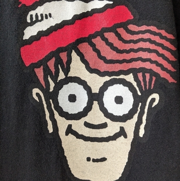 Where's Waldo Here I Am Black Short Sleeve T-Shirt Size Large 100% Cotton - Picture 3 of 6